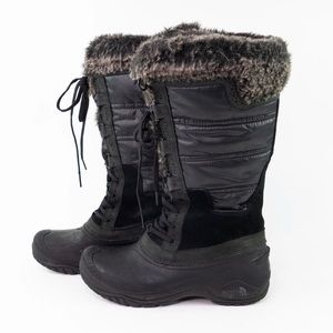The North Face Shellista II Tall Insulated Boots Black Faux Fur Womens Size 7